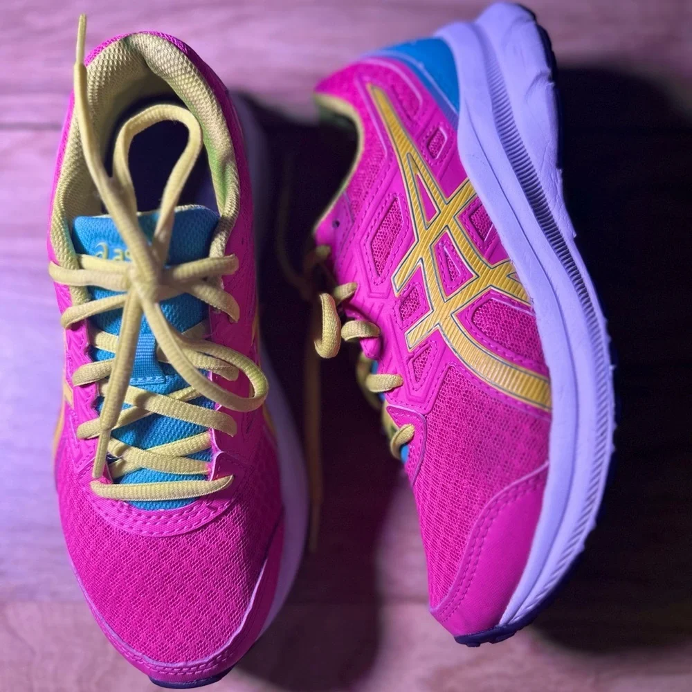 ASICS Kids' Vibrant Pink and Neon Yellow Sneakers - Picture 3 of 10